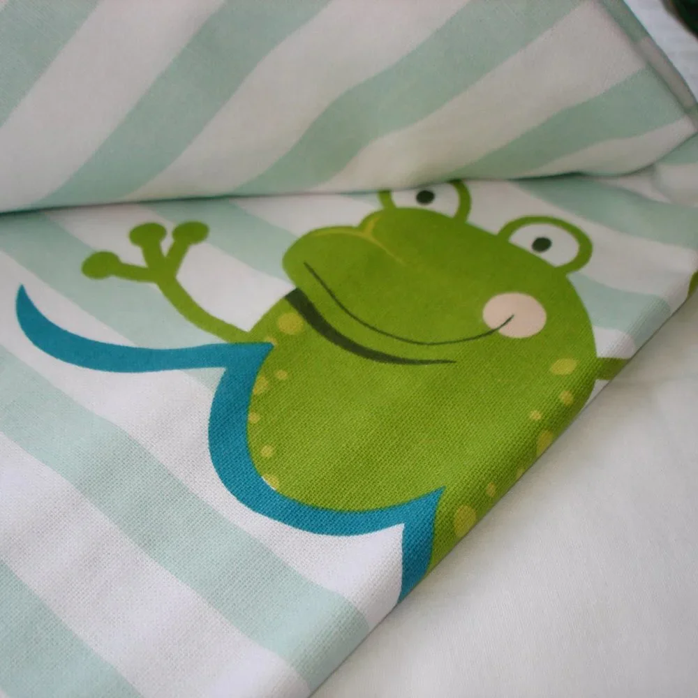 Cute Frog Shower Curtain 100% Cotton Fabric White Multi Color by Peri Kids
